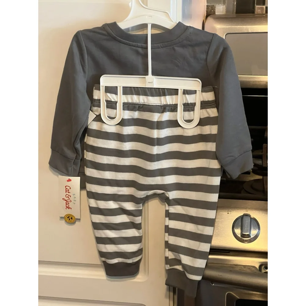 New Cat & Jack Infant Gray & White Halloween Sweatshirt Pants 6-9 Months